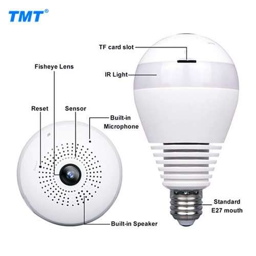 360° Panoramic Light Bulb WiFi Camera | E27 Screw | Discreet Surveillance